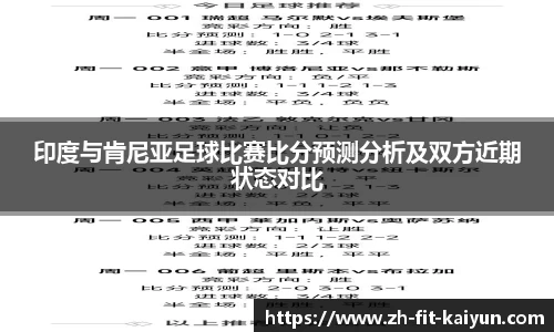 印度与肯尼亚足球比赛比分预测分析及双方近期状态对比